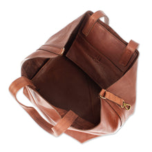 Load image into Gallery viewer, Redwood Brown 100% Leather Handbag Handcrafted in Mexico - Redwood Dame | NOVICA
