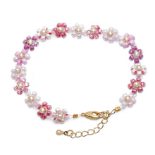 Load image into Gallery viewer, Floral Adjustable Pink and Purple Crystal Beaded Bracelet - Graceful Petals | NOVICA
