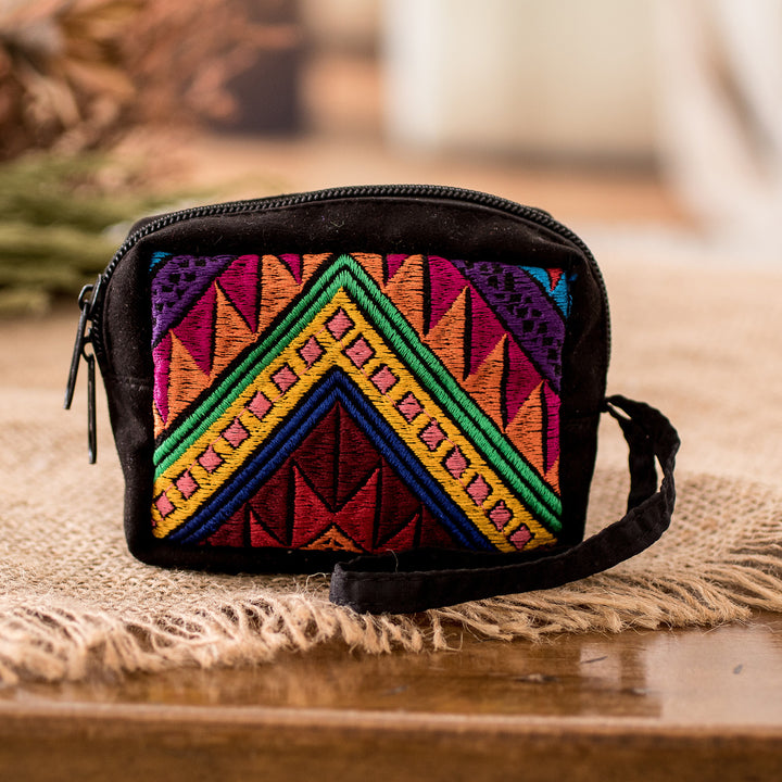 Hand-Woven Cotton Coin Purse Inspired by Guatemalan Textiles - Elegant Versatility | NOVICA