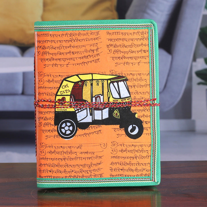 Handcrafted Rickshaw Doodle 48-Page Recycled Paper Journal - Rickshaw Adventures | NOVICA