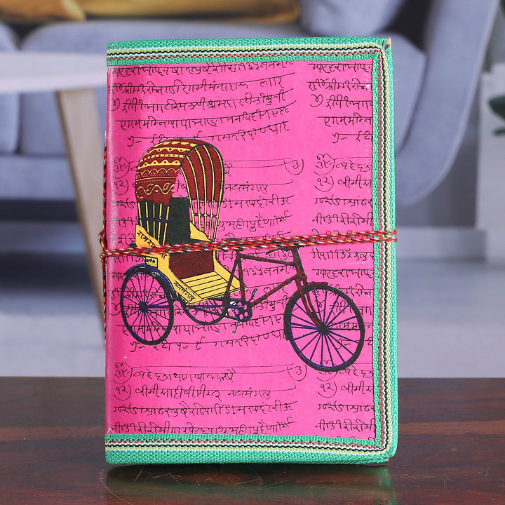 Traditional Rickshaw Doodle 48-Page Recycled Paper Journal - Rickshaw Legend | NOVICA