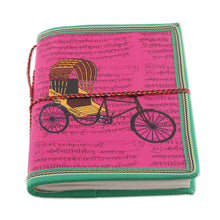 Load image into Gallery viewer, Traditional Rickshaw Doodle 48-Page Recycled Paper Journal - Rickshaw Legend | NOVICA
