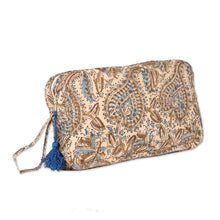 Load image into Gallery viewer, Paisley-Patterned 100% Cotton Travel and Toiletry Bag Set - Trendy Traveler | NOVICA
