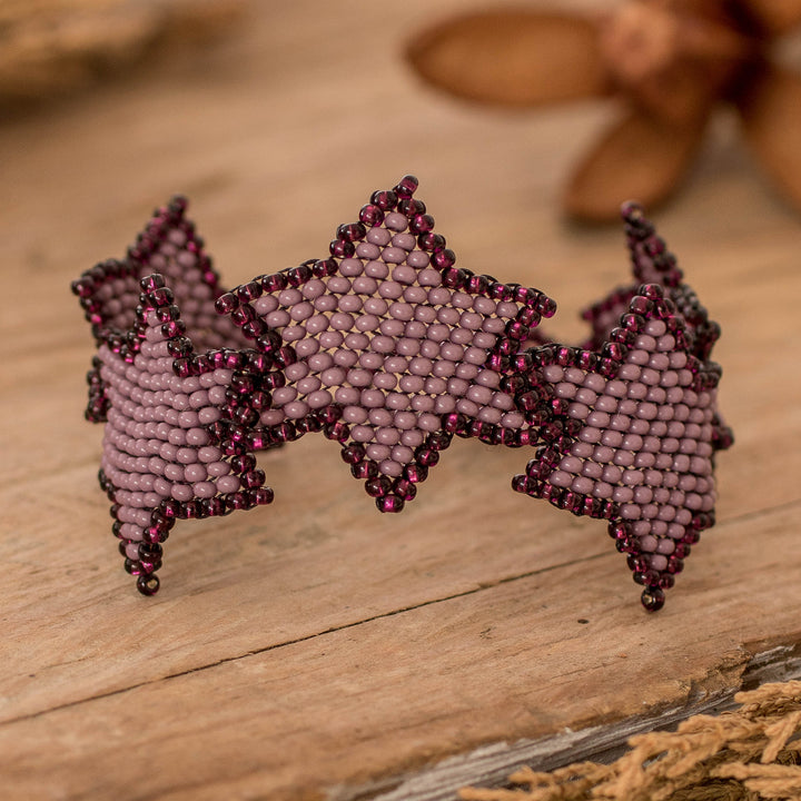 Handcrafted Lilac and Purple Beaded Bracelet with Star Motif - Lilac Starlight | NOVICA