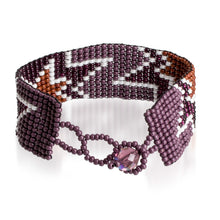 Load image into Gallery viewer, Handmade Star-Themed Purple Glass Beaded Wristband Bracelet - Deluxe Blast | NOVICA
