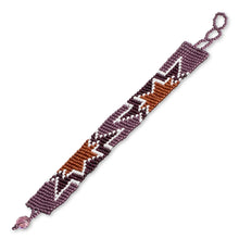 Load image into Gallery viewer, Handmade Star-Themed Purple Glass Beaded Wristband Bracelet - Deluxe Blast | NOVICA

