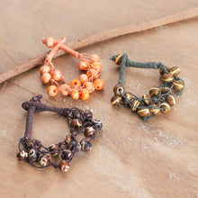 Load image into Gallery viewer, Indian-Made 3-Piece Brown and Orange Beaded Bracelet Set - Boho Earth | NOVICA
