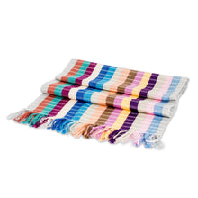 Load image into Gallery viewer, 100% Cotton Fringed Scarf Handwoven in Pastel and Bold Hues - Palopo Sweetness | NOVICA
