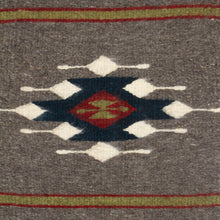 Load image into Gallery viewer, Diamond-Patterned Dark Grey and Green 100% Wool Table Mat - Diamond of Harmony | NOVICA

