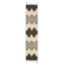 Load image into Gallery viewer, Minimalist Zapotec Grey and Beige 100% Wool Runner (1x6) - Grey Trends | NOVICA
