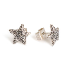 Load image into Gallery viewer, Starfish-Inspired Textured Sterling Silver Stud Earrings - Ocean Stardom | NOVICA
