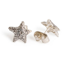 Load image into Gallery viewer, Starfish-Inspired Textured Sterling Silver Stud Earrings - Ocean Stardom | NOVICA
