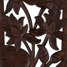 Load image into Gallery viewer, Nature-Themed Mango Wood Relief Panel Hand-Carved in India - Immortal Blossoms | NOVICA
