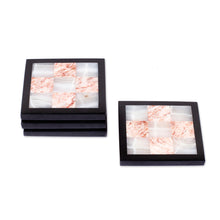 Load image into Gallery viewer, Chess Board-Themed Carved Onyx Marble Coasters (Set of 4) - Chess Harmony | NOVICA
