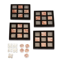 Load image into Gallery viewer, Modern Onyx Marble Coasters and Tic-Tac-Toe Game (Set of 4) - Fun Hosting | NOVICA
