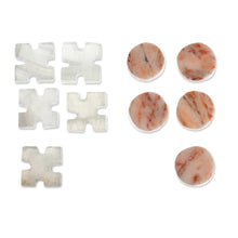 Load image into Gallery viewer, Modern Onyx Marble Coasters and Tic-Tac-Toe Game (Set of 4) - Fun Hosting | NOVICA

