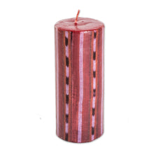 Load image into Gallery viewer, Folk Art-Inspired Red Paraffin Pillar Candle from Guatemala - Tacaná Flame | NOVICA
