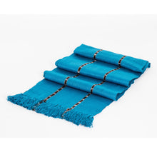 Load image into Gallery viewer, Guatemalan-Made Handwoven Teal Cotton Scarf with Fringes - Luxurious Paths | NOVICA
