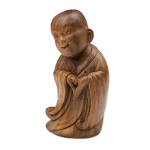 Load image into Gallery viewer, Hand-Carved Wood Sculpture Inspired by The Laughing Buddha - Spread the Love | NOVICA
