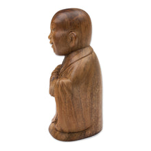 Load image into Gallery viewer, Hand-Carved Wood Sculpture Inspired by The Laughing Buddha - Spread the Love | NOVICA
