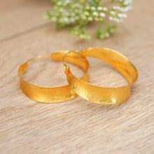 Load image into Gallery viewer, 18k Gold-Plated Snakeskin Textured Hoop Earrings from Bali - Glorious Hoop | NOVICA
