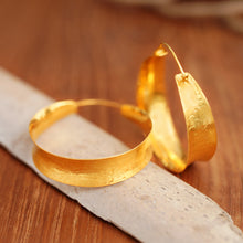 Load image into Gallery viewer, 18k Gold-Plated Snakeskin Textured Hoop Earrings from Bali - Glorious Hoop | NOVICA

