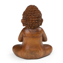Load image into Gallery viewer, Artisan-Made Polished Suar Wood Buddha Sculpture from Bali - Buddha Curls | NOVICA
