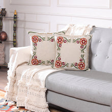 Load image into Gallery viewer, Pair of Embroidered Cotton Cushion Covers with Floral Theme - Floral Symphony | NOVICA
