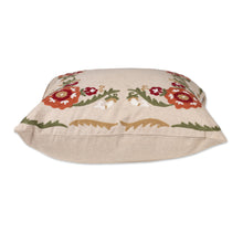 Load image into Gallery viewer, Pair of Embroidered Cotton Cushion Covers with Floral Theme - Floral Symphony | NOVICA
