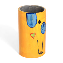 Load image into Gallery viewer, Hand-Painted Ceramic and Utensil Pen Holder with Dog Motif - Yellow Loyal Organizer | NOVICA
