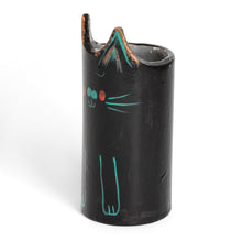 Load image into Gallery viewer, Cat-Themed Ceramic Decorative Vase Utensil and Pen Holder - Petite Black Feline Organizer | NOVICA
