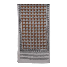 Load image into Gallery viewer, Leaf Floral and Square-Themed Block-Printed Cotton Shawl - Earthy Elegance | NOVICA
