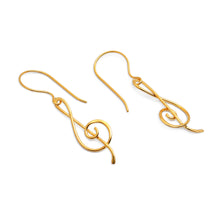 Load image into Gallery viewer, Treble Clef Musical Symbol-Themed Gold-Plated Drop Earrings - Rhythm of Love | NOVICA
