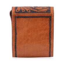 Load image into Gallery viewer, Tan Leather Sling Bag with Embossed Floral Paisley Designs - Timeless Elegance in Tan | NOVICA
