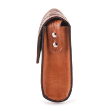Load image into Gallery viewer, Tan Leather Sling Bag with Embossed Floral Paisley Designs - Timeless Elegance in Tan | NOVICA
