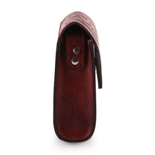Load image into Gallery viewer, Red Leather Sling Bag with Embossed Floral and Paisley Motif - Timeless Elegance in Russet | NOVICA
