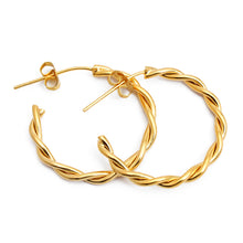 Load image into Gallery viewer, High-Polished 18k Gold-Plated Rope-Shaped Half-Hoop Earrings - Ropes of Victory | NOVICA
