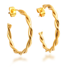 Load image into Gallery viewer, High-Polished 18k Gold-Plated Rope-Shaped Half-Hoop Earrings - Ropes of Victory | NOVICA
