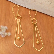 Load image into Gallery viewer, Whimsical Tie-Themed Polished Gold-Plated Dangle Earrings - A Sunshine Tie | NOVICA
