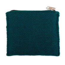 Load image into Gallery viewer, Artisan-Made Spring-Themed Viridian Alpaca Blend Coin Purse - Primaveral Viridian | NOVICA

