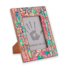 Load image into Gallery viewer, Wooden Photo Frame with Colorful Glass Mosaic Pattern (4x6) - Colorful Memorabilia | NOVICA
