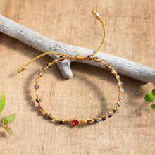 Load image into Gallery viewer, Gold-Accented Tourmaline and Recycled Glass Macrame Bracelet - Be Brave | NOVICA
