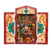Load image into Gallery viewer, Hand-Painted Wood and Ceramic Retablo of Andean Music Store - Andean Music Store | NOVICA
