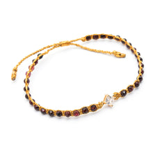Load image into Gallery viewer, Gold-Accented Garnet Bracelet with Recycled Glass Pendant - Be Fiery | NOVICA
