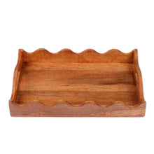 Load image into Gallery viewer, Hand-Carved Small-Sized Wavy Mango Wood Tray from India - Wavy Taste | NOVICA
