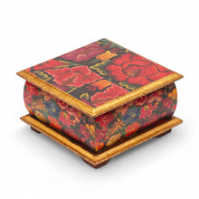 Load image into Gallery viewer, Floral Patterned Decoupage Pinewood Jewelry Box from Mexico - Flowers from East | NOVICA
