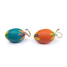 Load image into Gallery viewer, 2 Colorful Hand-Carved Painted Wood Egg Christmas Ornaments - Colorful Holiday Eggs | NOVICA
