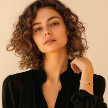 Load image into Gallery viewer, Golden-Thread Cultured Pearl Bracelet with Blue Pendant - Be Graceful | NOVICA
