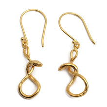 Load image into Gallery viewer, Snake Figure-Eight-Themed Gold-Plated Brass Dangle Earrings - Figure-Eight Snake | NOVICA
