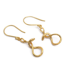 Load image into Gallery viewer, Snake Figure-Eight-Themed Gold-Plated Brass Dangle Earrings - Figure-Eight Snake | NOVICA
